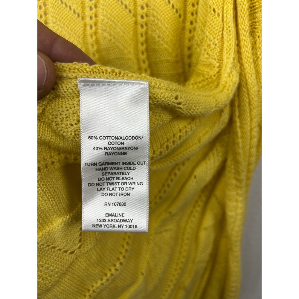 Boho Coastal Emaline Womens Medium Yellow Pointelle Open Front Draped Cardigan - Picture 8 of 8
